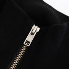 OVERSIZED DOUBLE KNIT ZIP JACKET #BLACK / BLACK [ST.1132]