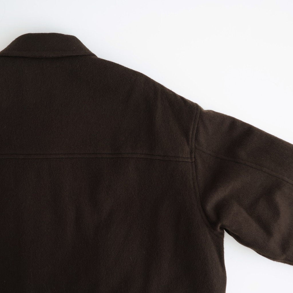 ウールライトシャギー×キュプラツイルキルティング ジップブルゾン #BROWN [HR-J024-051]