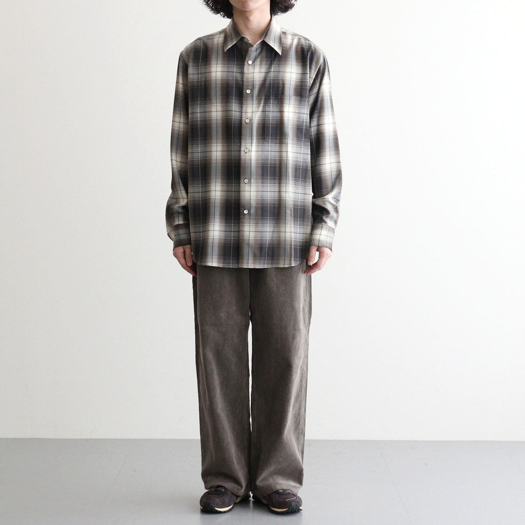 SUPER LIGHT WOOL CHECK SHIRT #BROWN CHARCOAL CHECK [A26AS01LC]