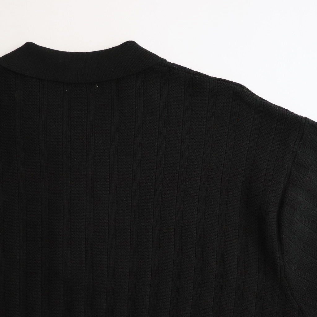 Rib Pattern Half Zip Polo #Black [2501-012]