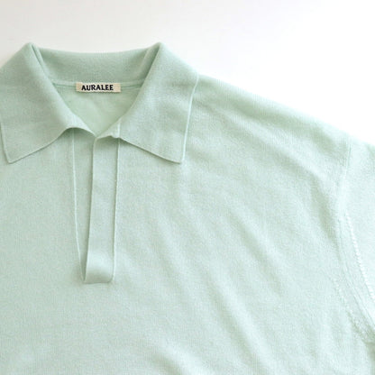 SUPER FINE CASHMERE SILK KNIT SKIPPER POLO #WHITE GREEN [A25SP02SC]