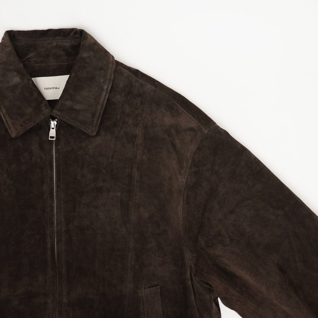 Suede Zip Blouson #D/BRN [12620204]