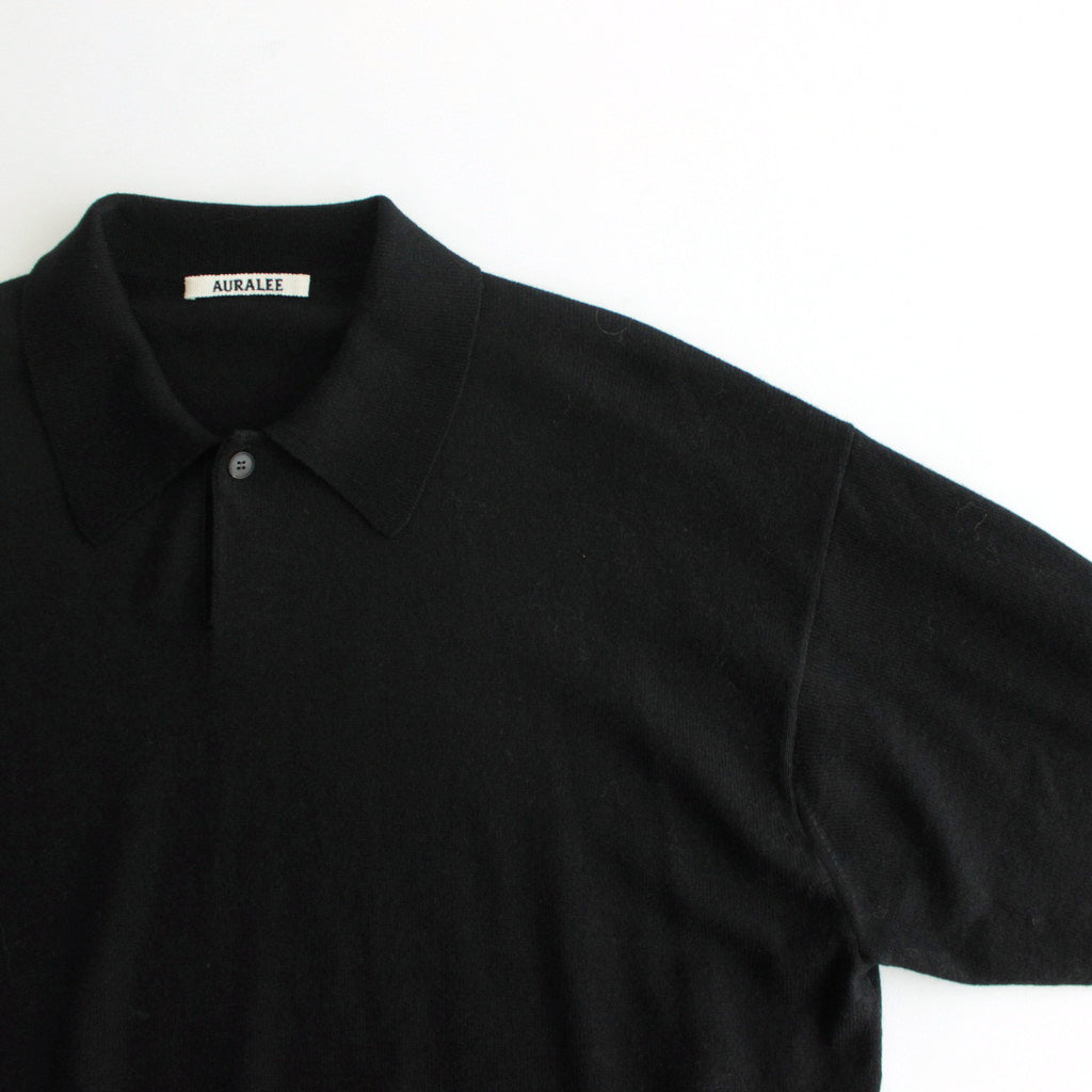 CASHMERE SILK WOOL KNIT POLO #BLACK [A24AP02SK]