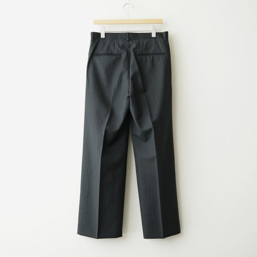 BLUEFACED WOOL TWO-TUCK SLACKS #CHARCOAL NAVY STRIPE [A26AP04BS]