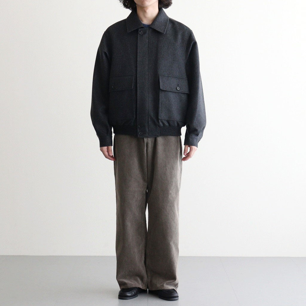 CASHMERE MOLESKIN ZIP BLOUSON #TOP CHARCOAL [A26AB02CM]