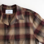 PLAID OPEN COLLOR SHIRTS #WINE RED [25330501]