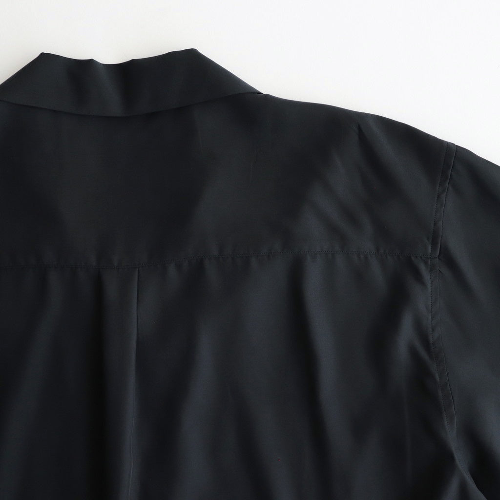 CUPRO TWILL OVERSIZED OPEN COLLAR SS SHIRT #BLACK [ST.1153]