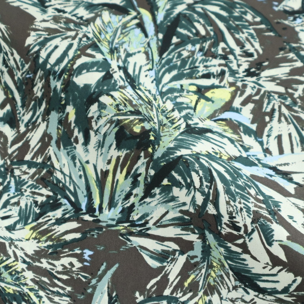 PRINTED AIRY SILK HALF-SLEEVED SHIRT #DARK BROWN [A26SS01AP]