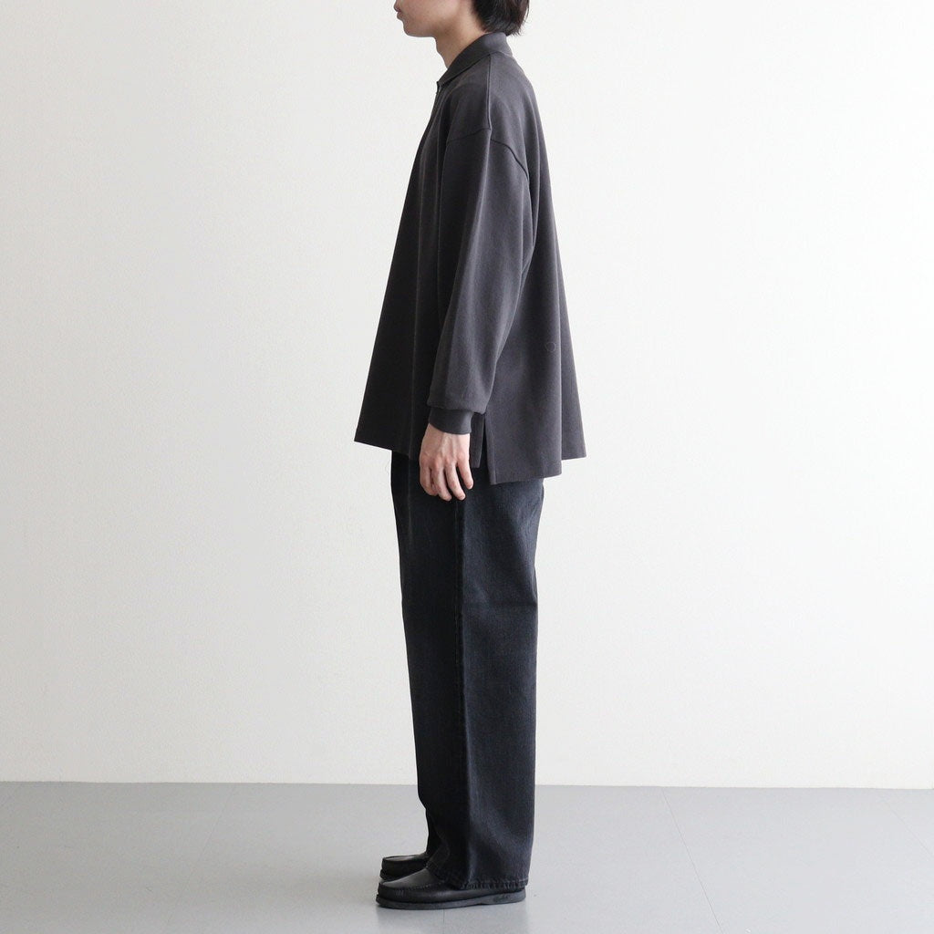Cotton Pique Jersey L/S Polo #CHARCOAL [GM261-70417]