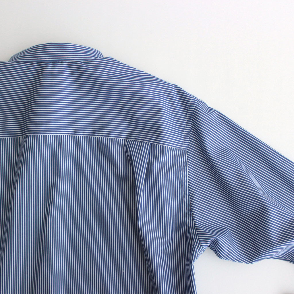 綿ストライプ ギャザーシャツ #NAVY×WHITE [HO-B006-051]