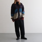 MOHAIR BORDER CARDIGAN #PURPLE [YK23FW0571S]