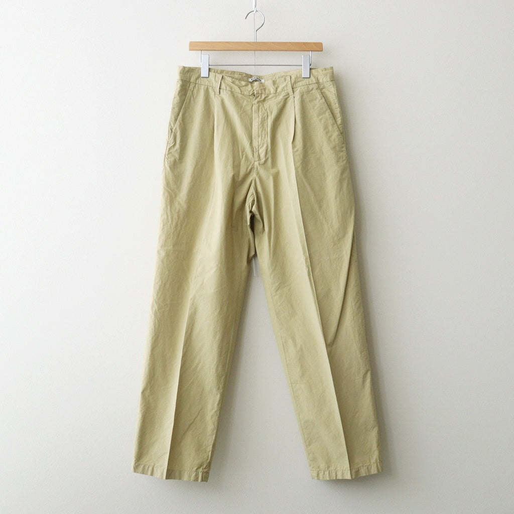 GARMENT-DYED FINX SHUTTLE WEATHER ONE-TUCK SLACKS #KHAKI BEIGE [A26SP03SW]