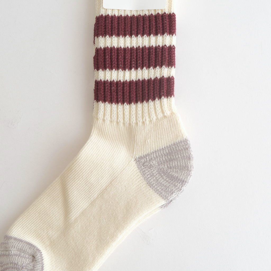 COARSE RIBBED OLDSCHOOL CREW SOCKS #BORDEAUX [R1255-SS26]