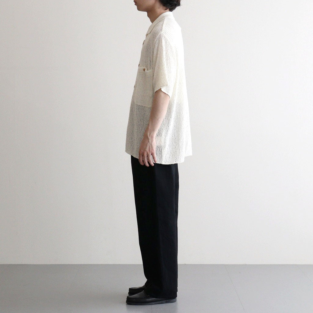 COTTON SHEER KNIT OPEN COLLAR SHIRT #OFF WHITE [YK25SS0964S]