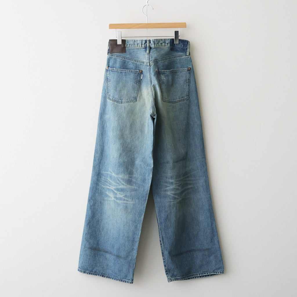 DESTRESSED MODERN DENIM WIDE CUT #FADED INDIGO [26440430