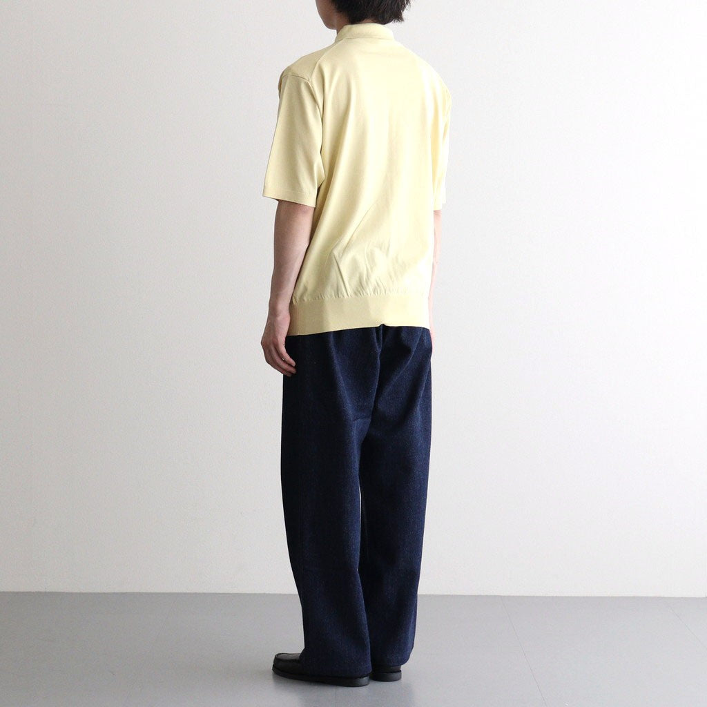 GIZA HIGH GAUGE KNIT POLO #YELLOW BEIGE [A26SP03KA]
