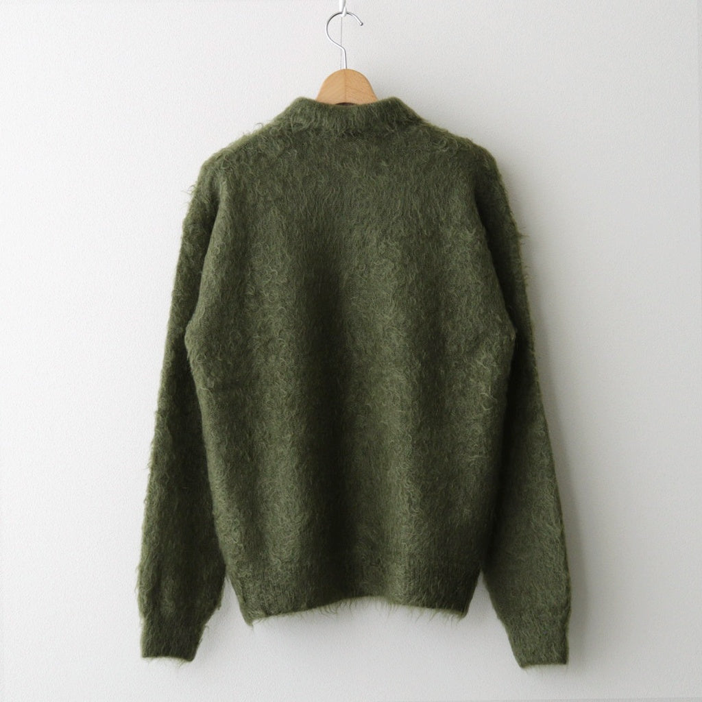 BRUSHED SUPER KID MOHAIR KNIT POLO #OLIVE [A25AP01KM]