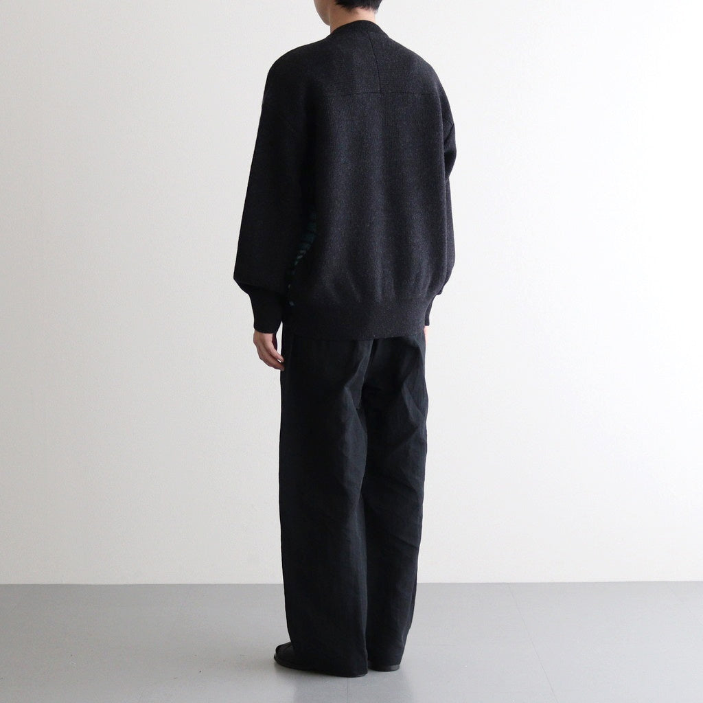 COLOR COMBINATION KNIT LS #BLUE × CHARCOAL [ST.713]