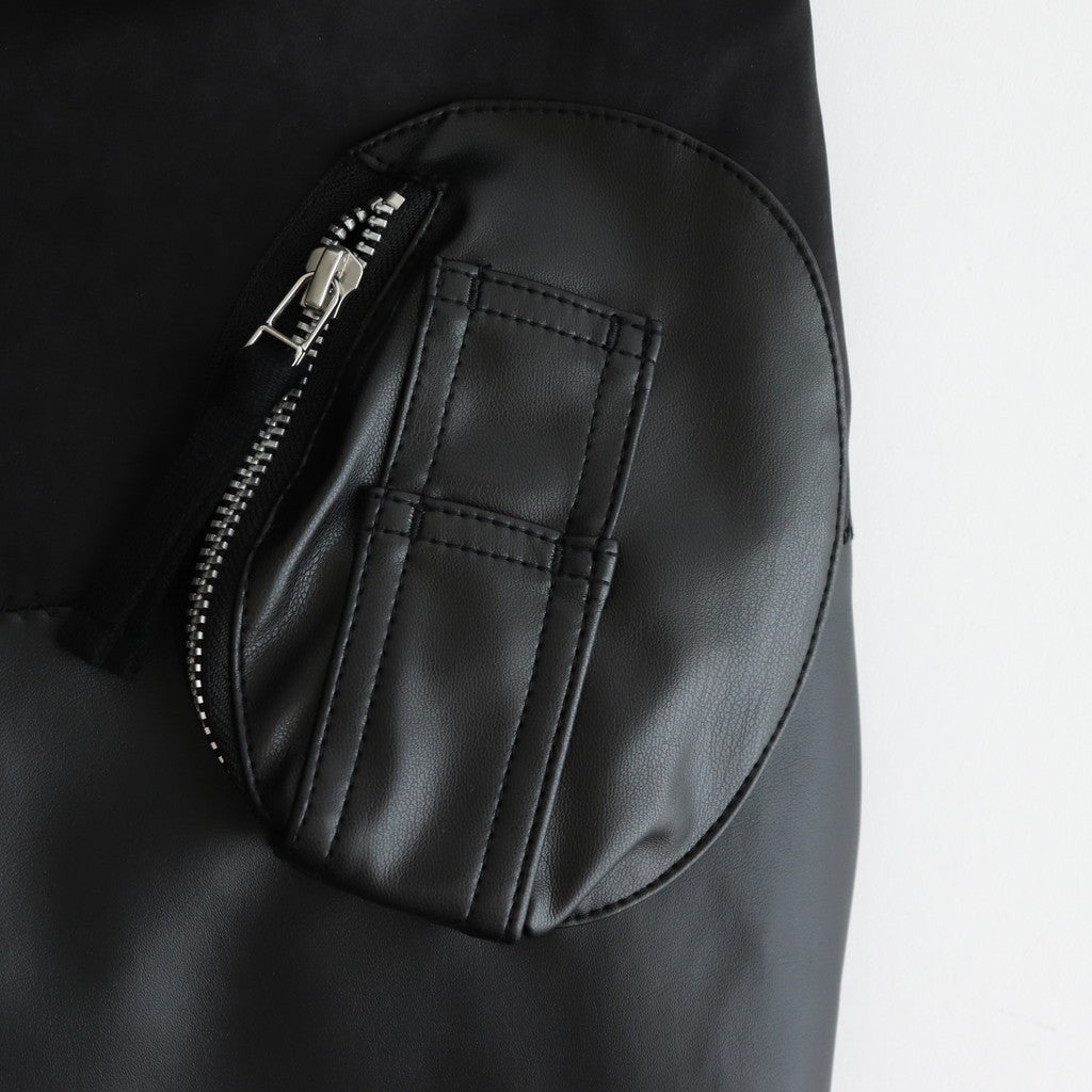 合皮MIXジップブルゾン #BLACK [HP-J011-051]