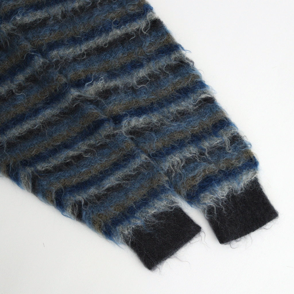 MOHAIR BORDER SWEATER #BLUE×CHARCOAL [YK24FW0824S]