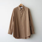 SIDOGRAS Brown Stripe L/S Oversized Regular Collar Shirt #BROWN [GM263-50345]