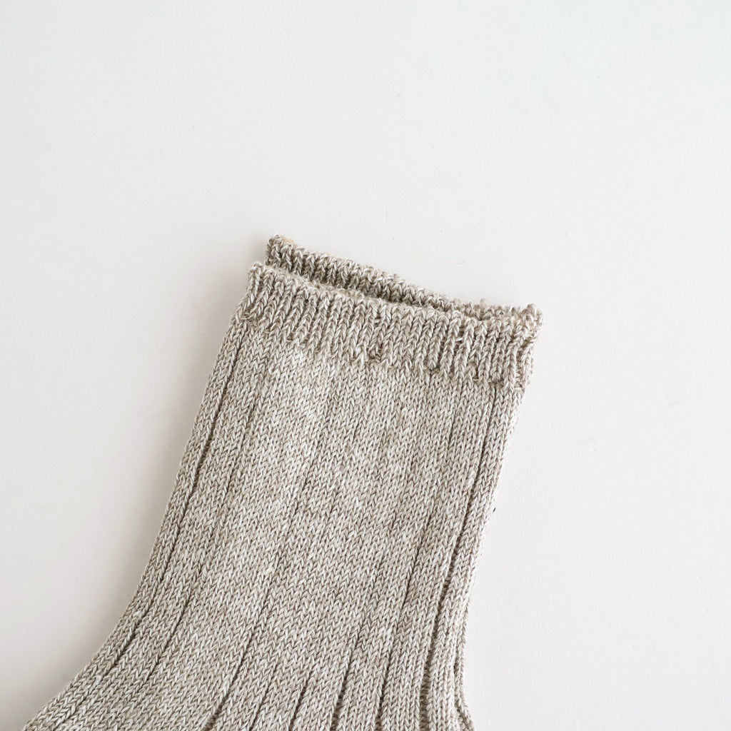 LINEN COTTON RIBBED ANKLE SOCKS #GRAYGE [R1462-SS26]