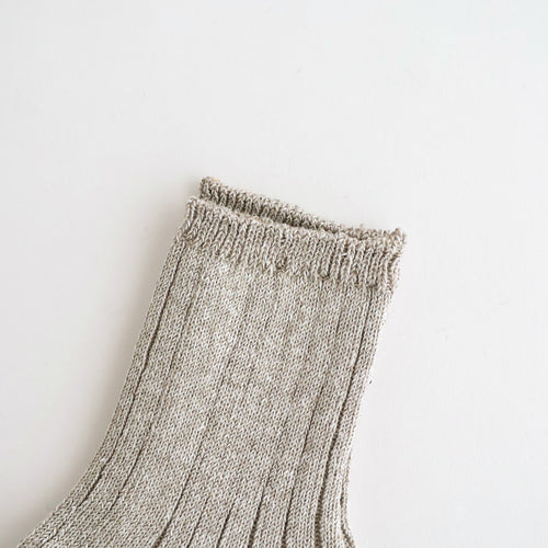 LINEN COTTON RIBBED ANKLE SOCKS #GRAYGE [R1462-SS26]