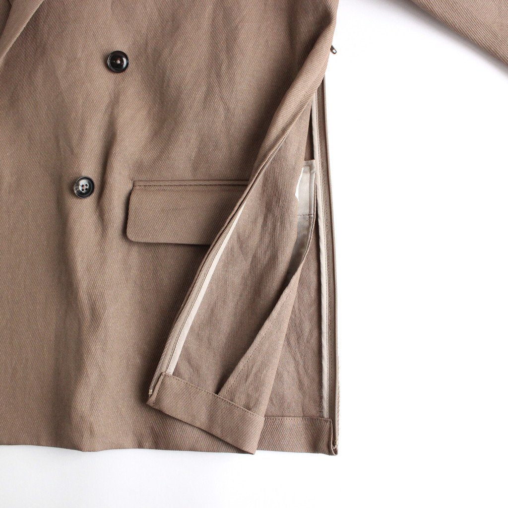 PAPER KERSEY SIDE OPEN DOUBLE-BREASTED JACKET #TAUPE [YK21SS0186J