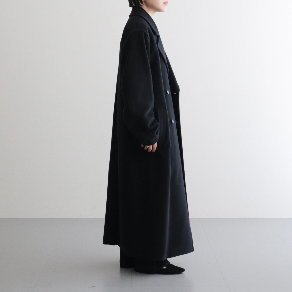 SUPER FINE WOOL MOSSER CHESTERFIELD COAT #BLACK [A25AC05WM