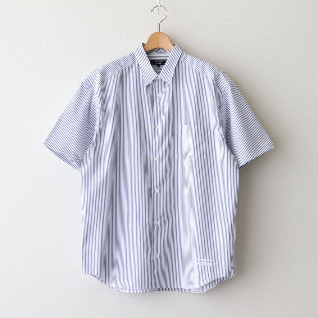 綿ストライプ S/S シャツ #WHITE×SAX [HO-B023-051]