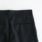 BLUEFACED WOOL TWO-TUCK SLACKS #CHARCOAL NAVY STRIPE [A25AP05BS]