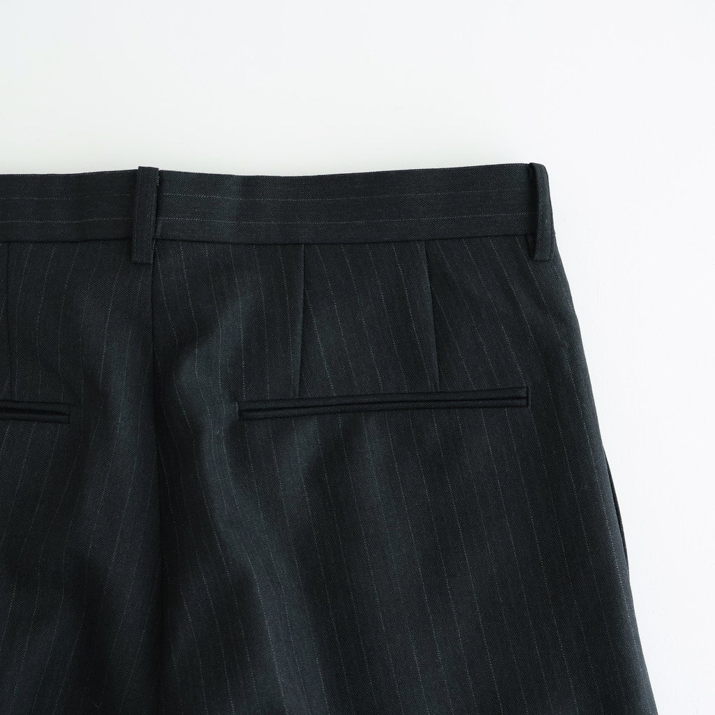 BLUEFACED WOOL TWO-TUCK SLACKS #CHARCOAL NAVY STRIPE [A25AP05BS]
