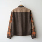 ウールチェック×ウールスムース×カウレザー ジップジャケット #BROWN [WR-T014-051]