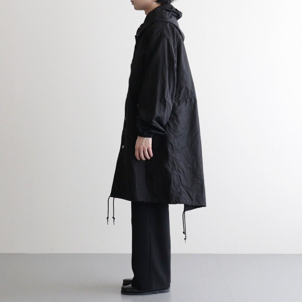 綿麻ツイル 製品洗い モッズコート #BLACK [HQ-C002-051] - ciacura