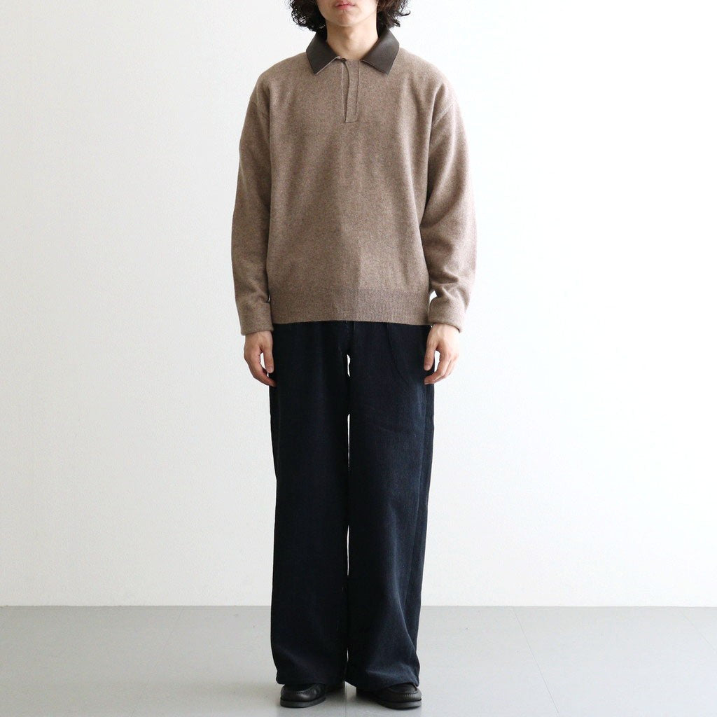 Leather-Trimmed Skipper Sweater #Beige [YK26FW01380S]