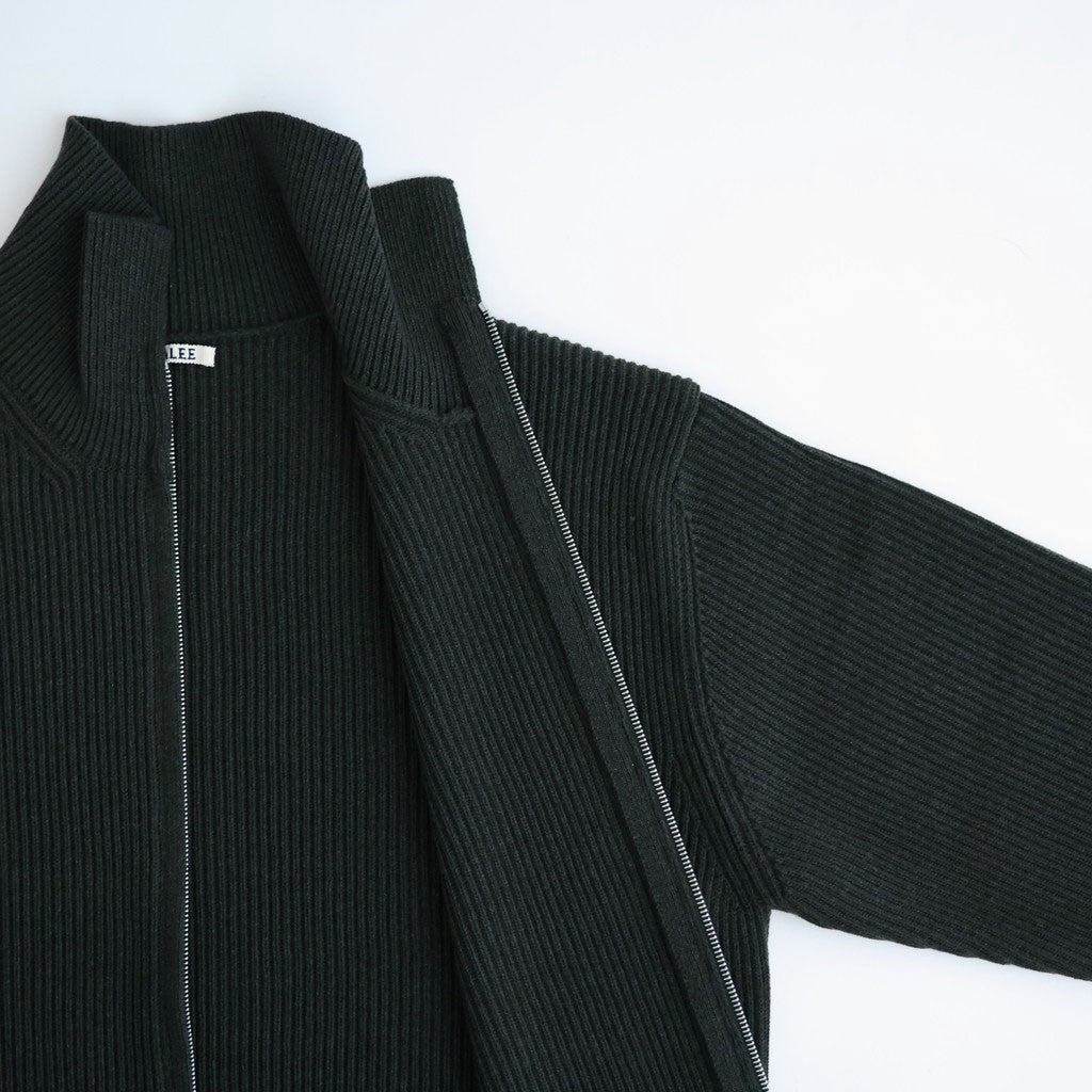SUPER FINE WOOL RIB KNIT ZIP CARDIGAN #TOP DARK OLIVE [A26AC01RK]