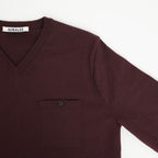 HIGH TWIST WOOL KNIT V-NECK P/O #RED BROWN [A26AV04CK]