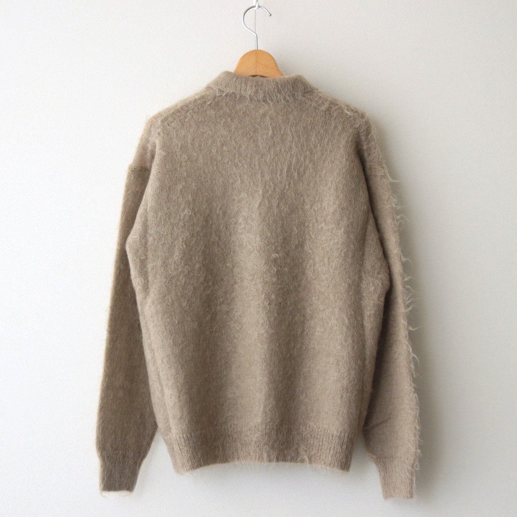 BRUSHED SUPER KID MOHAIR KNIT POLO #GRAY BEIGE [A24AP02KM]