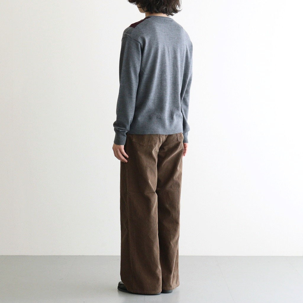 Argyle V-Neck Sweater #GREY×BORDEAUX [I26AW-K5]