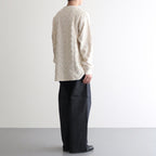 綿パイルジャカード格子柄トップス #OFF WHITE [HO-T013-051]