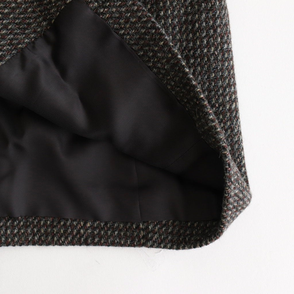 ALPACA WOOL SILK TWEED OVER JACKET #GRAY BROWN HAIRLINE [A25AJ05LS]