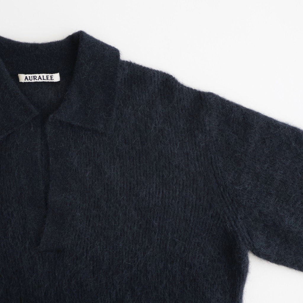 BABY SURI ALPACA SHEER KNIT SKIPPER POLO #NAVY [A26AP04AK]