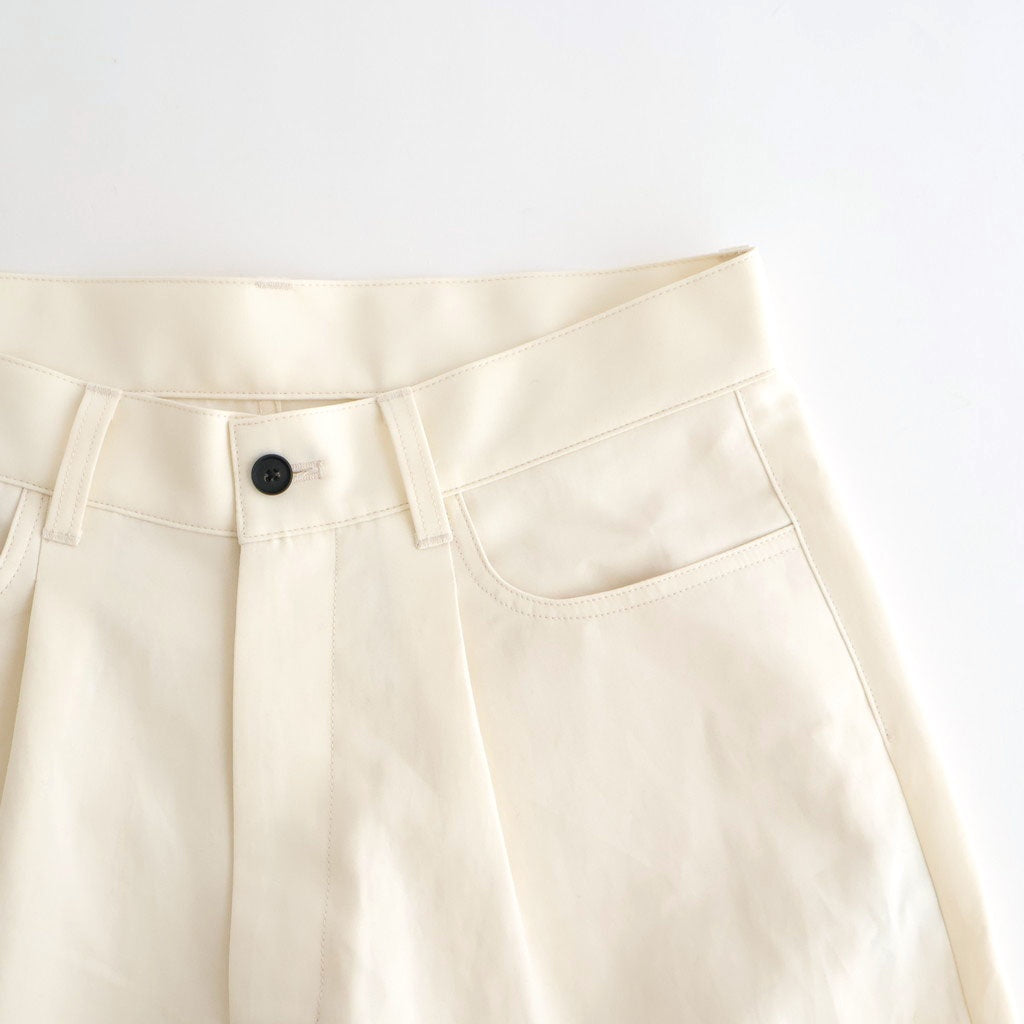 DOUBLE WEAVE COTTON ONE TUCK WIDE PANTS #CREAM [ST.1398]