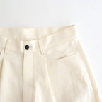 DOUBLE WEAVE COTTON ONE TUCK WIDE PANTS #CREAM [ST.1398]