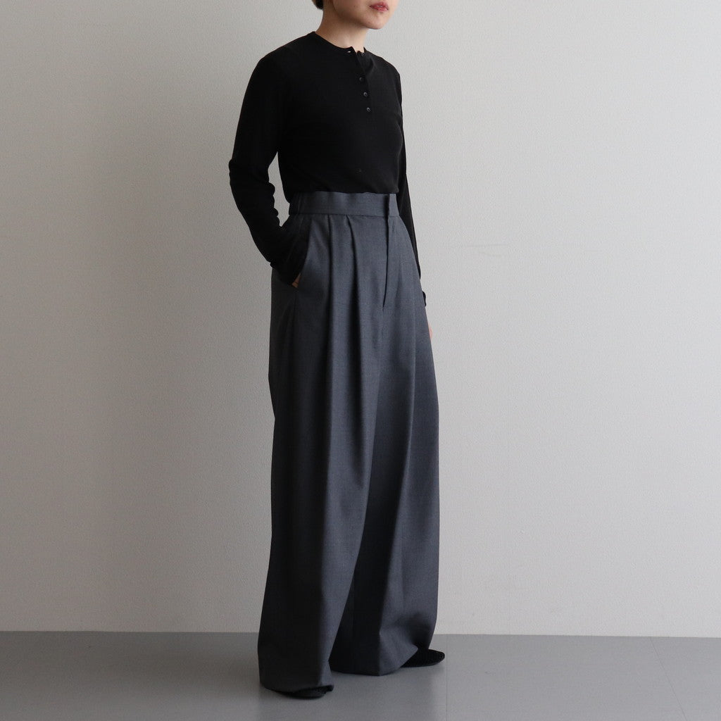 WOOL TROPICAL WIDE EASY PANTS #TOP GRAY [PRAGCW0110]