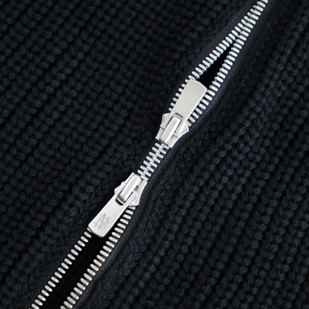 BATONER ウール梳毛片畔 ジップカーディガン #BLACK [HR-N003-051]