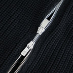 BATONER ウール梳毛片畔 ジップカーディガン #BLACK [HR-N003-051]