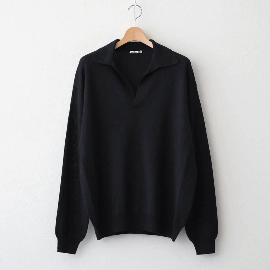 SUPER FINE CASHMERE SILK KNIT SKIPPER POLO #BLACK [A26SP02SC]