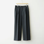 BLUEFACED WOOL TWO-TUCK SLACKS #CHARCOAL NAVY STRIPE [A26AP04BS]