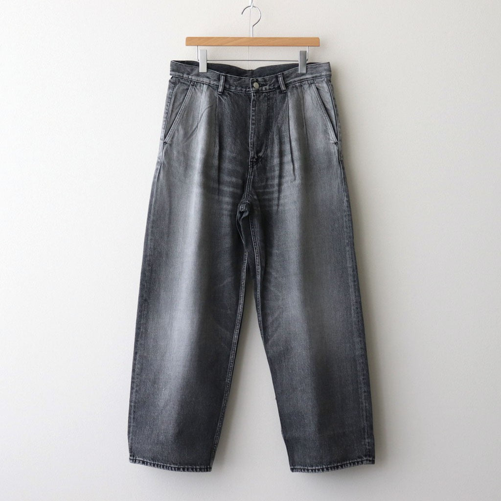 Selvage Denim Two Tuck Pants #BLACK_LIGHT FADE [GU253-40061LB]